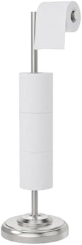 Toilet Paper Holder Stand with Storage 4 Extra Rolls, Brushed Nickel by WZKALY