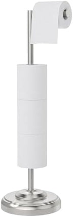 Toilet Paper Holder Stand with Storage 4 Extra Rolls, Brushed Nickel by WZKALY