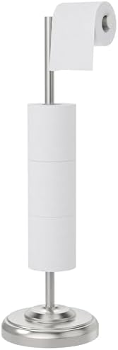 Toilet Paper Holder Stand with Storage 4 Extra Rolls, Brushed Nickel by WZKALY