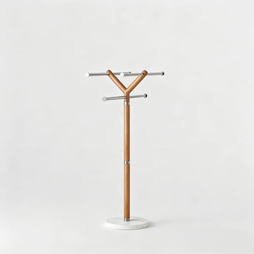 Marble Base Freestanding Wooden Stainles Steel Pool Towel Holer Rack - Image 2