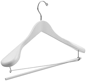 DEILSY™ White Suit Hangers for Men with Non-Slip Pants Bar & 360° Swivel Hook - Smooth Finish Wooden Coat Hangers, Heavy Duty Wooden Hanger – Pack of 6 - Image 3