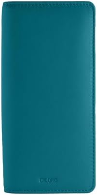 DiLoro Leather Zippered Triple or Quad Pen Case Pencil Pouch Holder for Three or Four Fountain Ballpoint Rollerball Pens or Glasses (Nappa Turquoise) by DiLoroSwitzerland