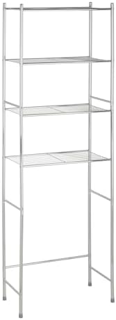 Honey-Can-Do 4-Tier Over-The-Toilet Storage Shelf - Space-Saving Steel Bathroom Restroom Organizer with Neutral Chrome Finish, Ideal for Towels, Toiletries, & Essentials - 24"W x 68"H x 11"D by Honey-Can-Do