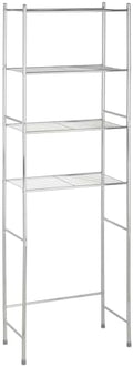 Honey-Can-Do 4-Tier Over-The-Toilet Storage Shelf - Space-Saving Steel Bathroom Restroom Organizer with Neutral Chrome Finish, Ideal for Towels, Toiletries, & Essentials - 24"W x 68"H x 11"D by Honey-Can-Do