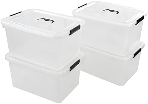 4-Pack 17.5 Quart Clear Storage Box, Plastic Storage Bins with Lids by Fiazony