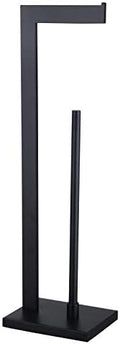 GERZWY SUS 304 Stainless Steel Toilet Paper Holder, Free Standing Lavatory Pedestal Toilet Paper Stand with Reserve, Matte Black DZY004-BK by GERZWY