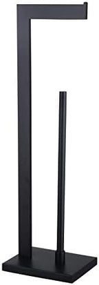 GERZWY SUS 304 Stainless Steel Toilet Paper Holder, Free Standing Lavatory Pedestal Toilet Paper Stand with Reserve, Matte Black DZY004-BK by GERZWY