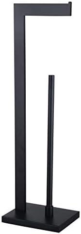 GERZWY SUS 304 Stainless Steel Toilet Paper Holder, Free Standing Lavatory Pedestal Toilet Paper Stand with Reserve, Matte Black DZY004-BK by GERZWY