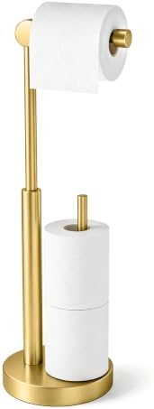 YUMORE Toilet Paper Holder Stand with Storage & Weighted Base, Brushed Gold by YUMORE