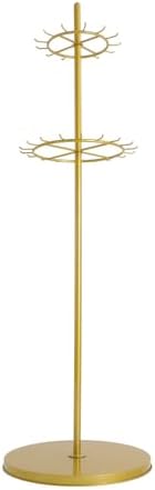 66 Inch Tall Tie Rack Belt Display Shelf, Floor Standing Belt Hanger 2 Tier Retail Scarf Stand Jewelry Necklaces Organizer Shawls Purse Shelf for Clothing Store Home (Gold) - Image 7