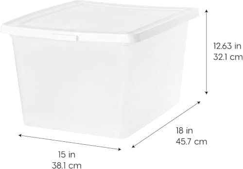 IRIS USA 4-Pack 36 Qt Storage Bins with Lids, Stackable Box, Clear/White - Image 3
