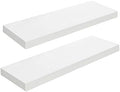 HOOBRO Floating Shelves for Wall, Wall Mounted Shelf Set of 2, 23.6" Hanging Shelf with Invisible Brackets, for Wall Decor Storage in Bathroom Bedroom Kitchen Living Room Office, White WT60BJ01 by HOOBRO