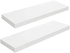 HOOBRO Floating Shelves for Wall, Wall Mounted Shelf Set of 2, 23.6" Hanging Shelf with Invisible Brackets, for Wall Decor Storage in Bathroom Bedroom Kitchen Living Room Office, White WT60BJ01 by HOOBRO