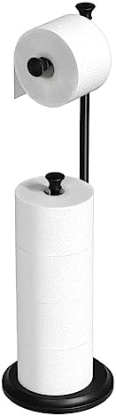 Toilet Paper Holder Free Standing, Black Toilet Paper Holder, Bathroom Storage for 5 Mega Rolls, 27.6”H by TreeLen