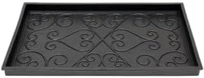 Small Rubber Boot Tray with Raised Scrollwork | Indoor Outdoor Shoe & Mud Tray for Entryway, Garden, Car Trunk – Black by Oakestry