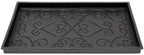 Small Rubber Boot Tray with Raised Scrollwork | Indoor Outdoor Shoe & Mud Tray for Entryway, Garden, Car Trunk – Black by Oakestry