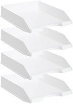 Stockroom Plus Rectangular Letter Trays - Paper Trays for Classroom - Desktop Paper Organizer & File Holder - Document Organizer for Desk Storage - Pack of 4, White, 10 x 13.5 x 2.5 in - Image 5