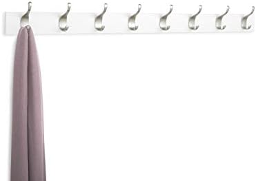 Amazon Basics Wall Mounted Modern Coat Rack for Entryway and Bedroom with Versatile Storage Hooks, Rectangular, 8-Hook, White - Image 4