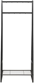 Amazon Basics 9 Hooks Coat Rack, Freestanding Entryway Shoe Bench with Metal 1-Tier Storage Shelf, Space Saving for Hallway and Bedroom, 13" D x 27.6" W x 69" H, Black - Image 2