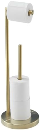 Free Standing Toilet Paper Roll Holder Stand with Reserve, Gold Brushed by Hiendure