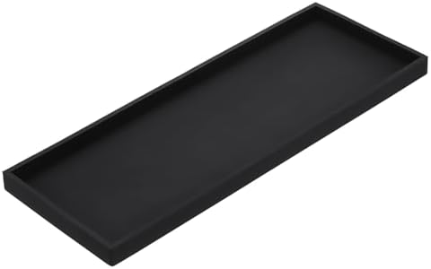 uxcell Bathroom Vanity Tray, 15.7" x 6" Silicone Soap Dispenser Trays, Shatterproof Kitchen Sink Organizer for Soaps Keys Candle Trinket, Black by uxcell
