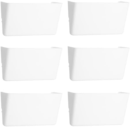 EASEPRES 6 Pack White Plastic Single Pocket Hanging File Organizer, Wall Mount Paper Mails Magazines Holder, Mounted Folder Bins for Office School and Home, 12.99x4.13x7.48 inches by EASEPRES