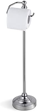 SunnyPoint Deluxe Free Standing Heavy Weighted Toilet Tissue Paper Roll Holder Stand (Brushed Nickel) by SunnyPoint