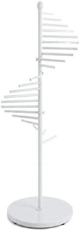 67" Freestanding Spiral Scarf Organizer - 30 Rods Metal Holder, Space Saving Hijab/Belt/Pants Rack for Closet, Clothing Store & Home (White) by YPCDTL01
