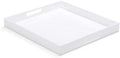 White Acrylic Ottoman Tray with Cutout Handles 24x24 Inch Over-Sized Serving Tray Rubber Boot Organizer Decorative Tray for Living Room, Bedroom,Bathroom Entryway and Kitchen Tabletop by ATOZONE