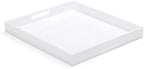 White Acrylic Ottoman Tray with Cutout Handles 24x24 Inch Over-Sized Serving Tray Rubber Boot Organizer Decorative Tray for Living Room, Bedroom,Bathroom Entryway and Kitchen Tabletop by ATOZONE