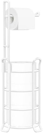 TomCare Toilet Paper Holder Stand Free Standing, Holds 4 Mega Rolls, White by TomCare