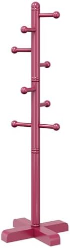8-Hook Freestanding Wooden Coat Rack 2 Adjustable Heights Rose by Azaeahom