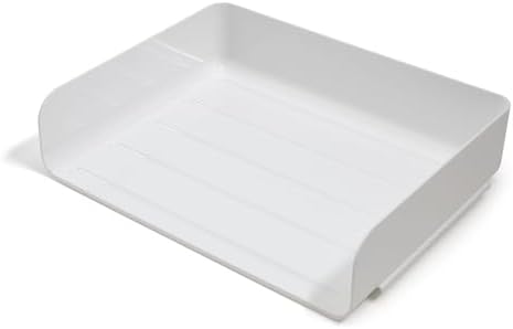 TRU RED Side-Load Stackable Letter Tray, Plastic, White, 12/Carton - Image 3