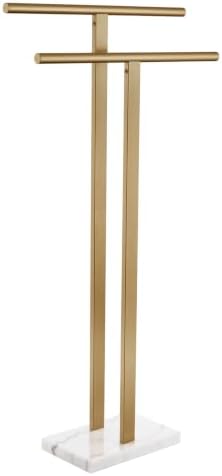 KOKOSIRI Standing Towel Rack for Bathroom Floor 2-Tier Towel Holder Free Stand with Heavy Marble Base Thicken Steady Champagne Bronze Stainless Steel THS0005-CPG by KOKOSIRI
