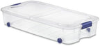 66 Qt Clear Storage Bins with Lids - 66 Quart Wheeled Latch Box, Underbed Storage Container, Durable Plastic Organizer for Bedroom, Closet, Garage,Blue by Unknown