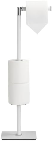 Freestanding Bathroom Tissue Stand with 180° Rotating Arm, 3-Roll Metal Holder, Rustproof White by KLDKLD