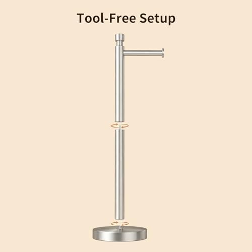 YUMORE Toilet Paper Holder Stand, Heavy Duty Stainless Steel Free Standing Bathroom Tissue Roll Holder, Brushed Nickel - Image 6