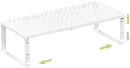 Heavy-Duty Adjustable Metal Shelf Organizer - Expandable & Stackable Pantry Storage Rack for Kitchen, Bathroom, RV, Cabinets(1 Pack/White, Medium) by Unknown
