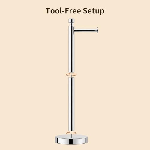 YUMORE Toilet Paper Holder Stand with Weighted Base, Chrome - Image 6