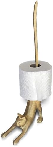 WallCharmers Gold Cat Paper Towel Holder & Metal Toilet Paper Holder Stand by WallCharmers