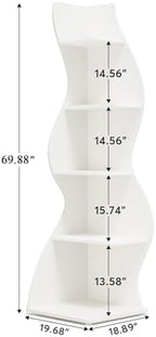 Tribesigns Corner Shelf, Modern 5-Tier Wall Corner Bookshelf, Stylish Corner Small Bookcase Storage Rack Plant Stand with Unique Shape for Living Room, Home Office (White, 1PC) - Image 3