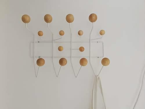 SHISEDECO Mid Century Modern Hang it All Coat Rack White Frame Natural Ball - Image 5