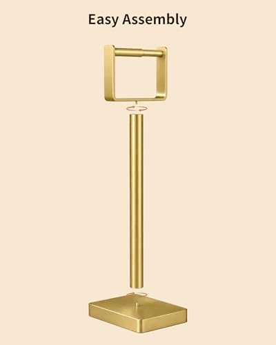 YUMORE Toilet Paper Holder Stand with Weighted Base, Brushed Gold - Image 6
