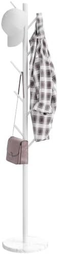 Coat Rack Freestanding, Metal Coat Rack with Natural Marble Base, White by ELYKEN