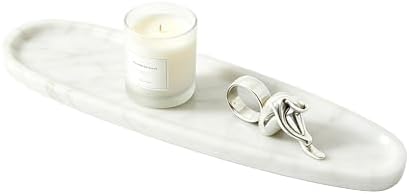 Natural Marble Vanity Tray, 16.6"x4.6", Italian Carrara White by Pracfit