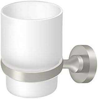 Tooth Brush Holder with Glass, Nobe Series Satin Nickel by Deltana