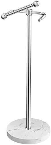 RARXTR Toilet Paper Holder Stand, Bathroom Free Standing Toilet Paper Stand with Modern Marble Base, Post Pivoting Toilet Paper Stand with Stainless Steel Tissue Rack, Rust-Proof & Heavy Base(Chrome) by ElevateYourSpaceChooseRARXTR