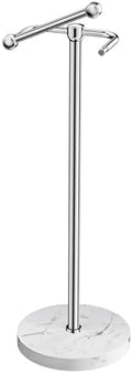 RARXTR Toilet Paper Holder Stand, Bathroom Free Standing Toilet Paper Stand with Modern Marble Base, Post Pivoting Toilet Paper Stand with Stainless Steel Tissue Rack, Rust-Proof & Heavy Base(Chrome) by ElevateYourSpaceChooseRARXTR