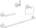 4-Pieces Industrial Pipe Bathroom Towel Ring Kit DIY Wall Mount Accessories Kit Includes Robe Hook Towel Bar and Towel Ring (24 inch White) by Jeasor