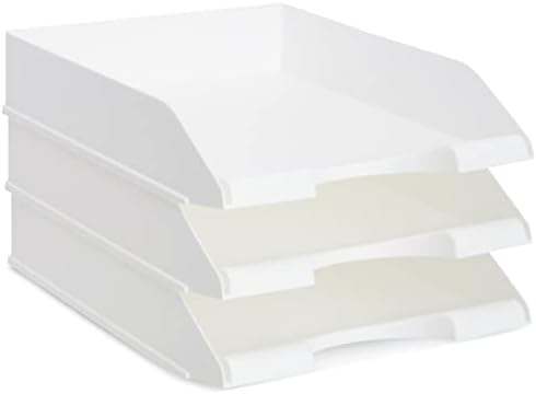 Stockroom Plus Rectangular Letter Trays - Paper Trays for Classroom - Desktop Paper Organizer & File Holder - Document Organizer for Desk Storage - Pack of 4, White, 10 x 13.5 x 2.5 in - Image 7